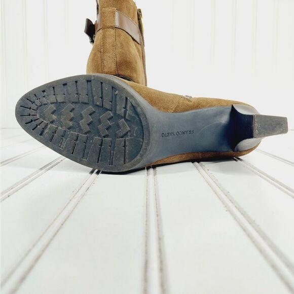 Franco Sarto Idrina Dark Tan Suede Leather High Heel Ankle Boots Size 10 - Picture 10 of 12